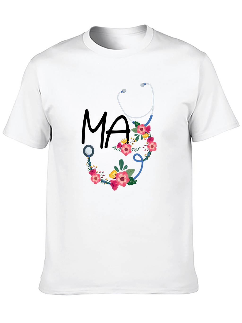 Floral Stethoscope MA T-Shirt - Medical Assistant Style