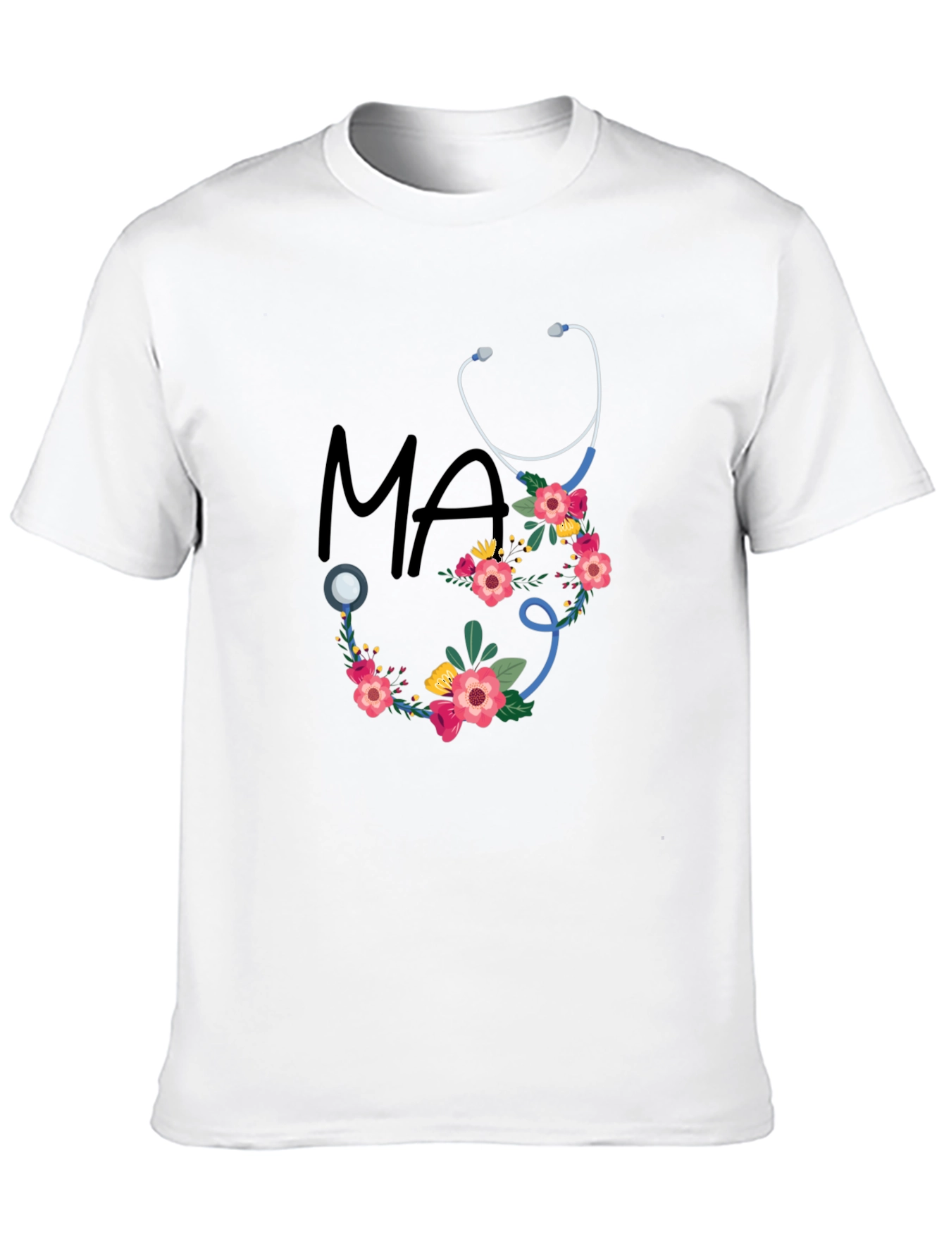 Floral Stethoscope MA T-Shirt - Medical Assistant Style