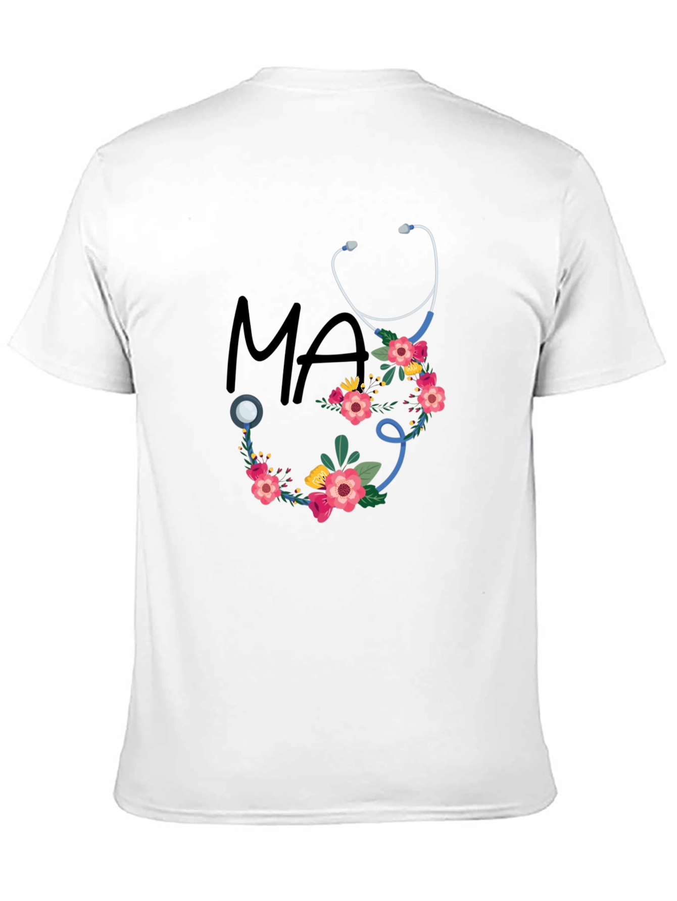 Floral Stethoscope MA T-Shirt - Medical Assistant Style