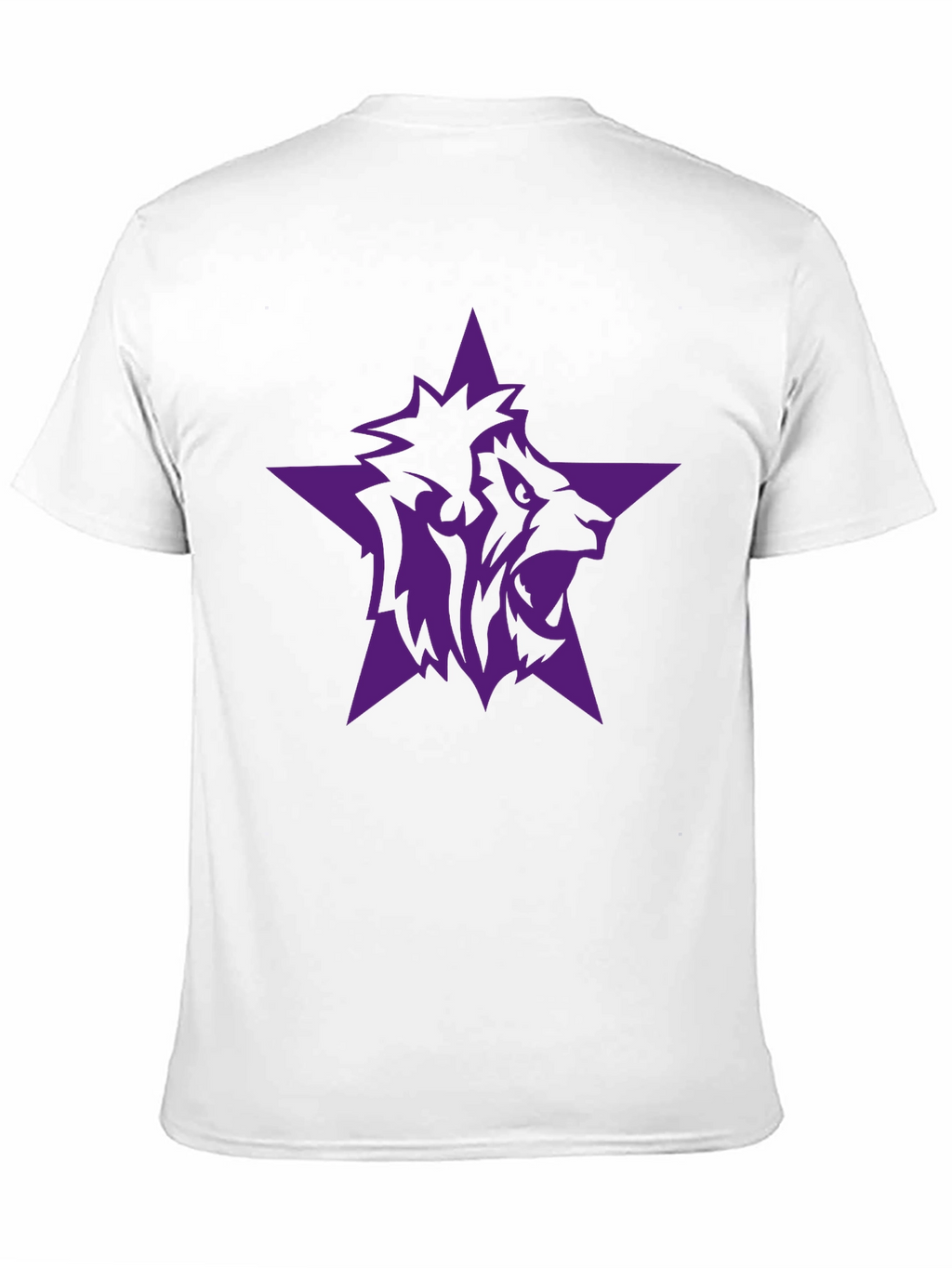 Black T-Shirt with Purple Lion Star Graphic