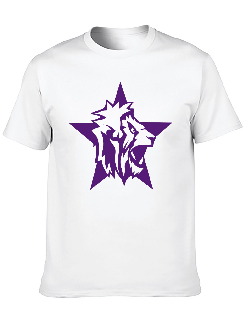 Black T-Shirt with Purple Lion Star Graphic