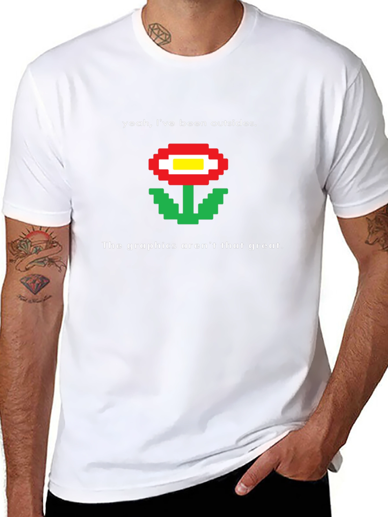 Retro Gaming T-Shirt - Pixel Flower Graphic Tee