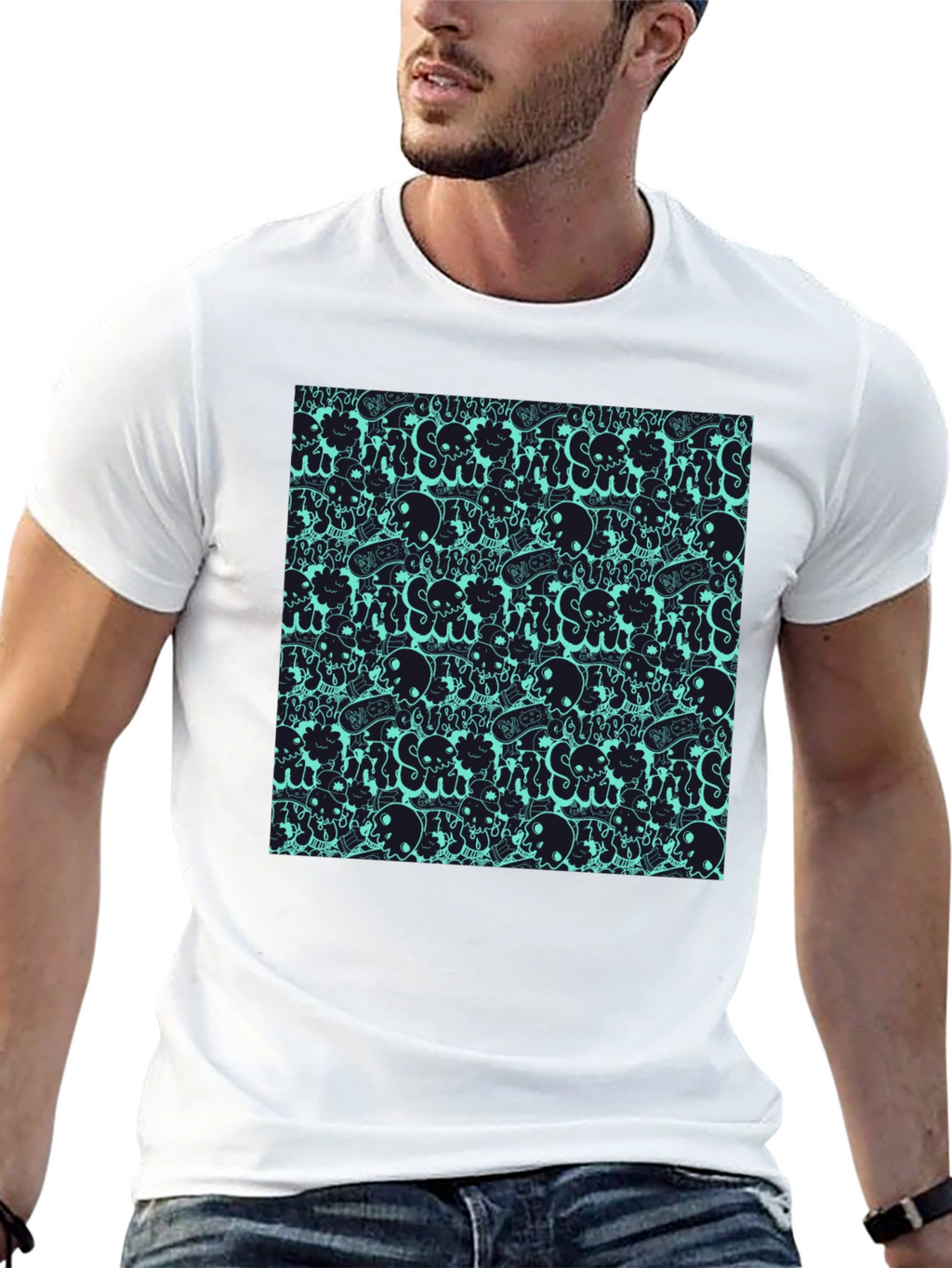 Skull Pattern Black T-Shirt