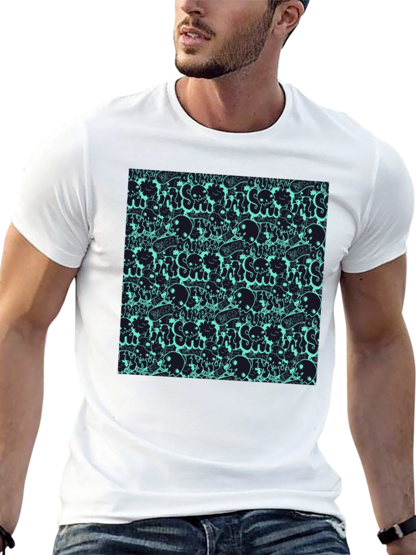 Skull Pattern Black T-Shirt