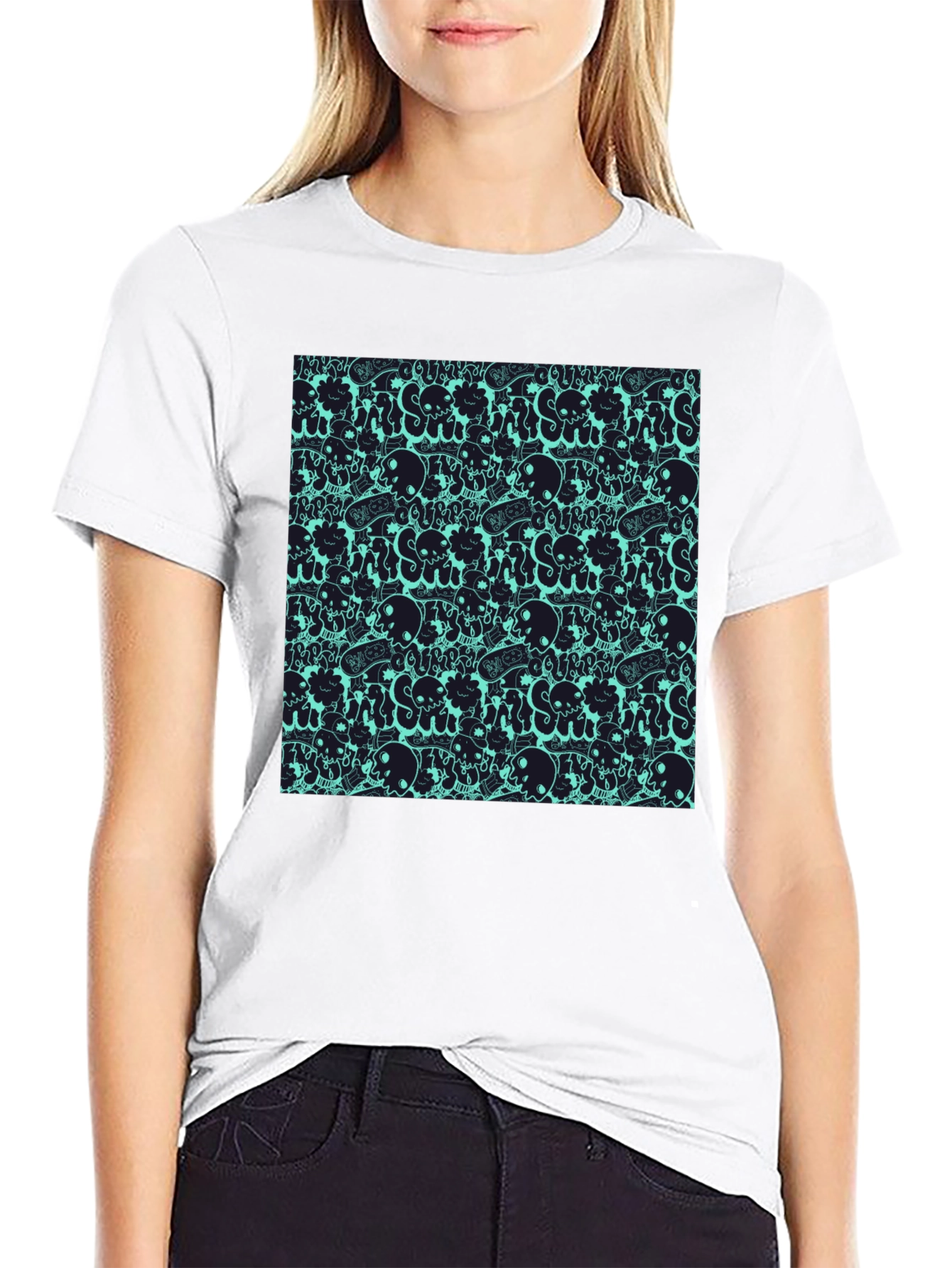 Skull Pattern Black T-Shirt