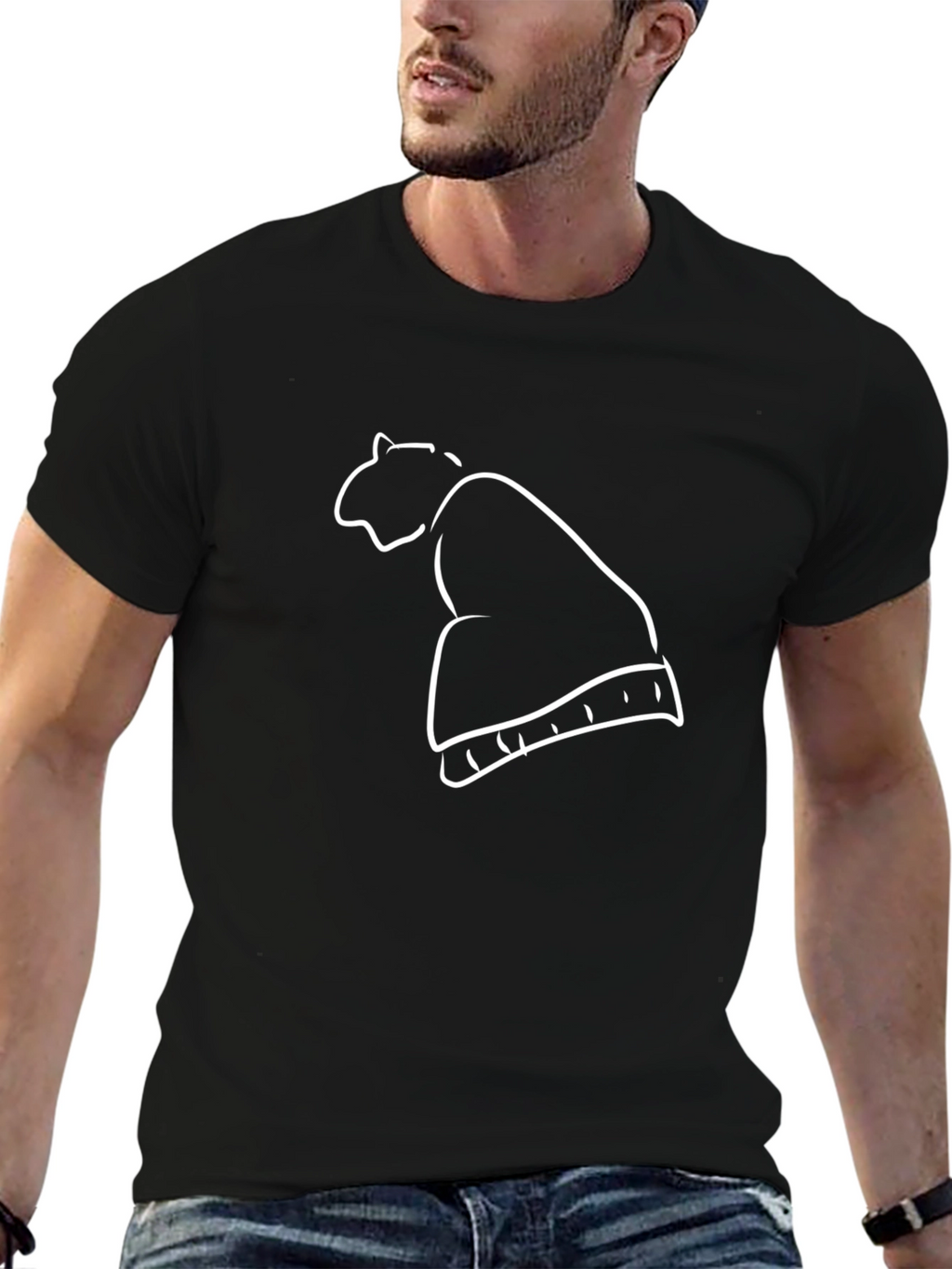 Minimalist Beanie Outline Black T-Shirt