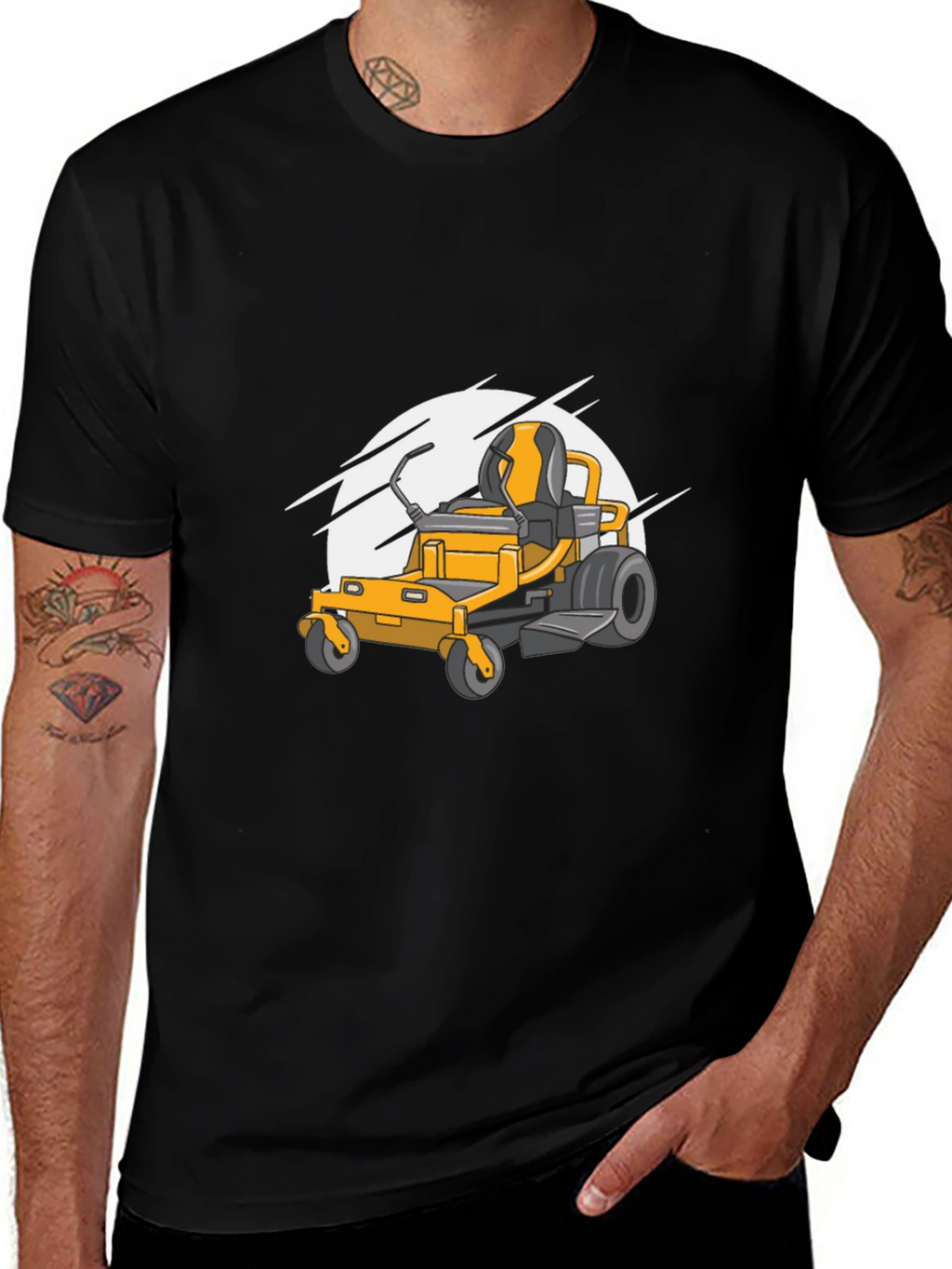 Lawn Mower Graphic Tee - Black Cotton Blend