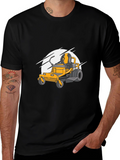 Lawn Mower Graphic Tee - Black Cotton Blend