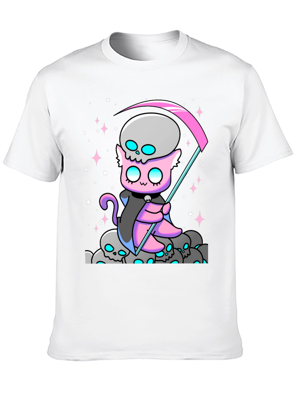 Grim Reaper Cat Graphic T-Shirt