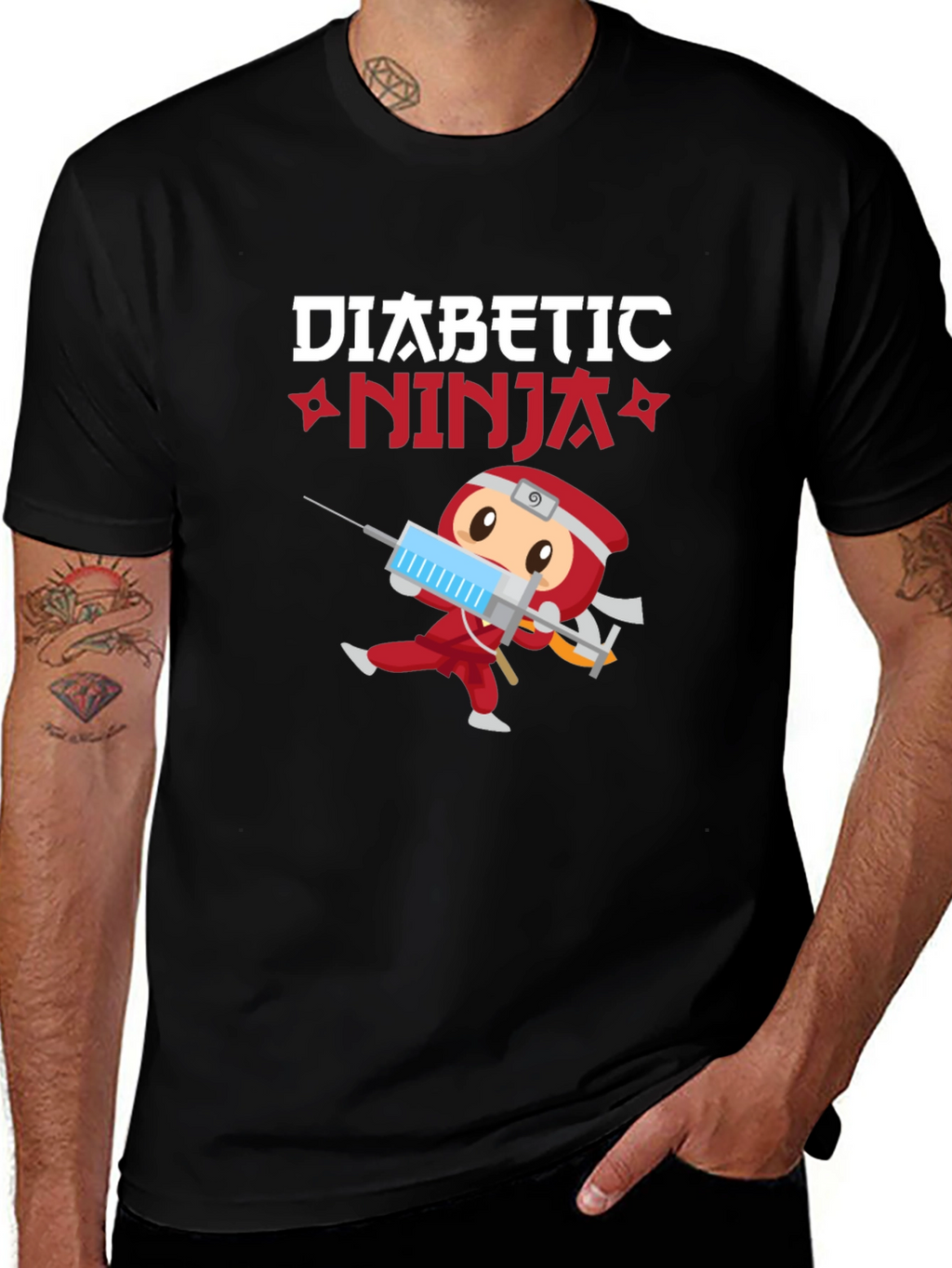 Diabetic Ninja T-Shirt - Cartoon Design