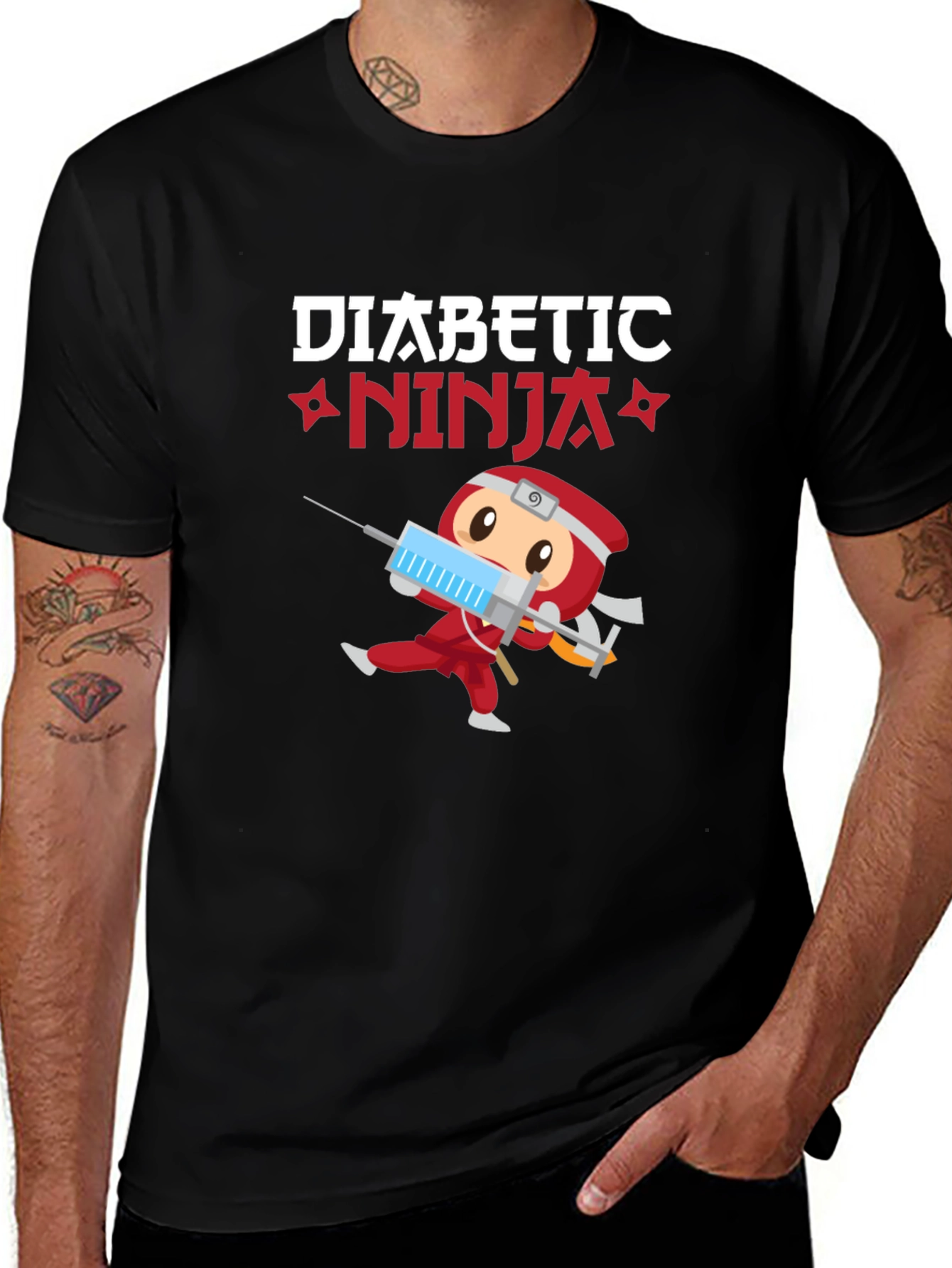 Diabetic Ninja T-Shirt - Cartoon Design