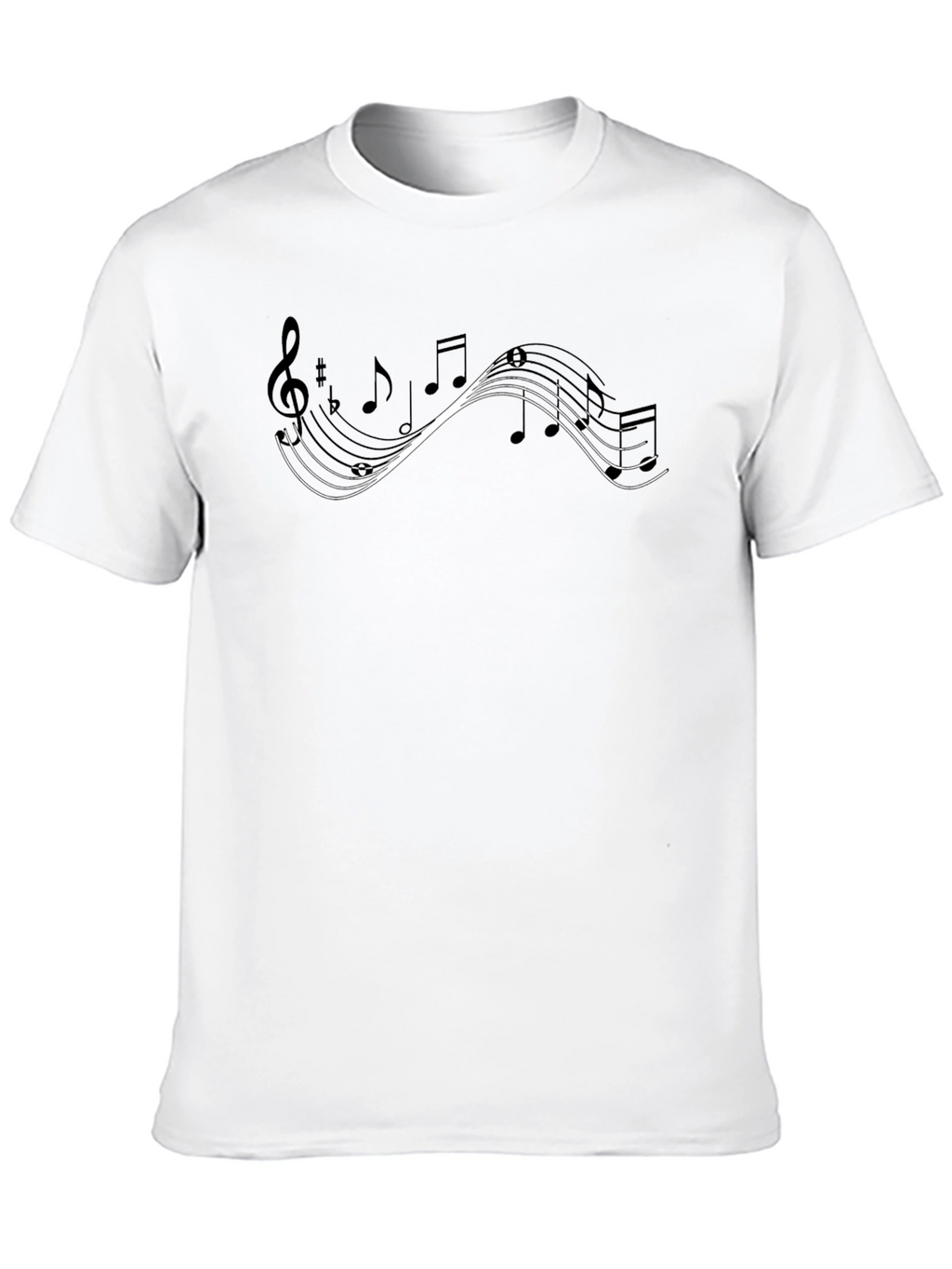 Musical Note Graphic Tee - Mens Black Cotton T-Shirt