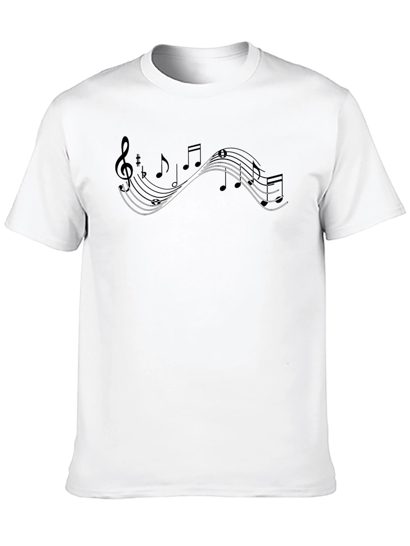 Musical Note Graphic Tee - Mens Black Cotton T-Shirt