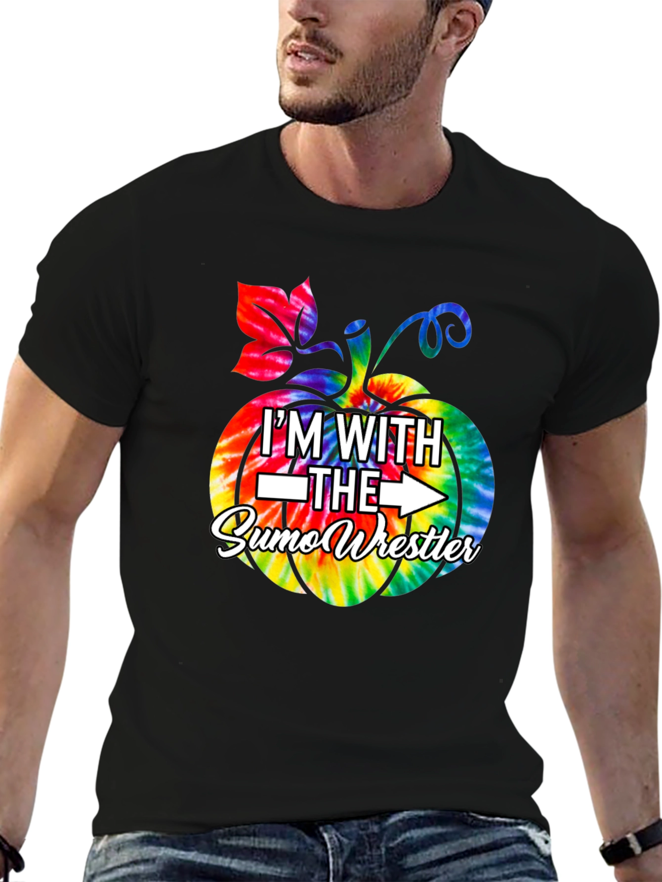 Im With the Sumo Wrestler Tie Dye Pumpkin T-Shirt