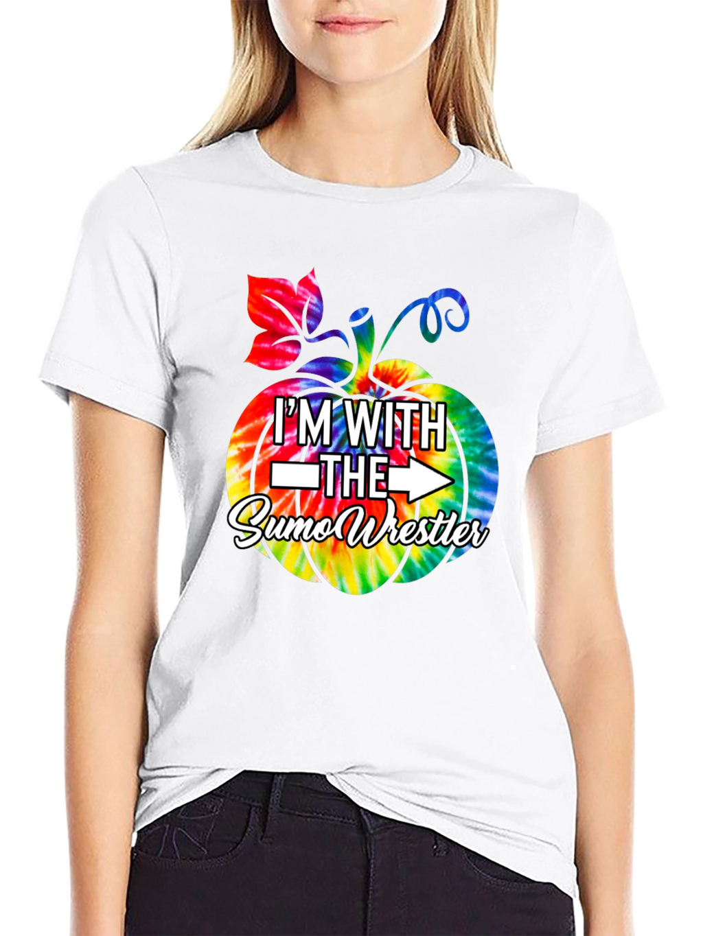 Im With the Sumo Wrestler Tie Dye Pumpkin T-Shirt