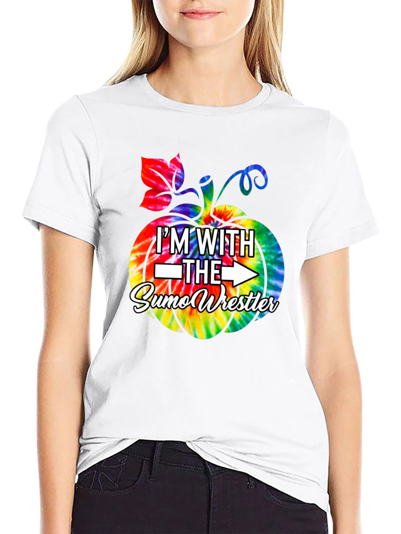 Im With the Sumo Wrestler Tie Dye Pumpkin T-Shirt