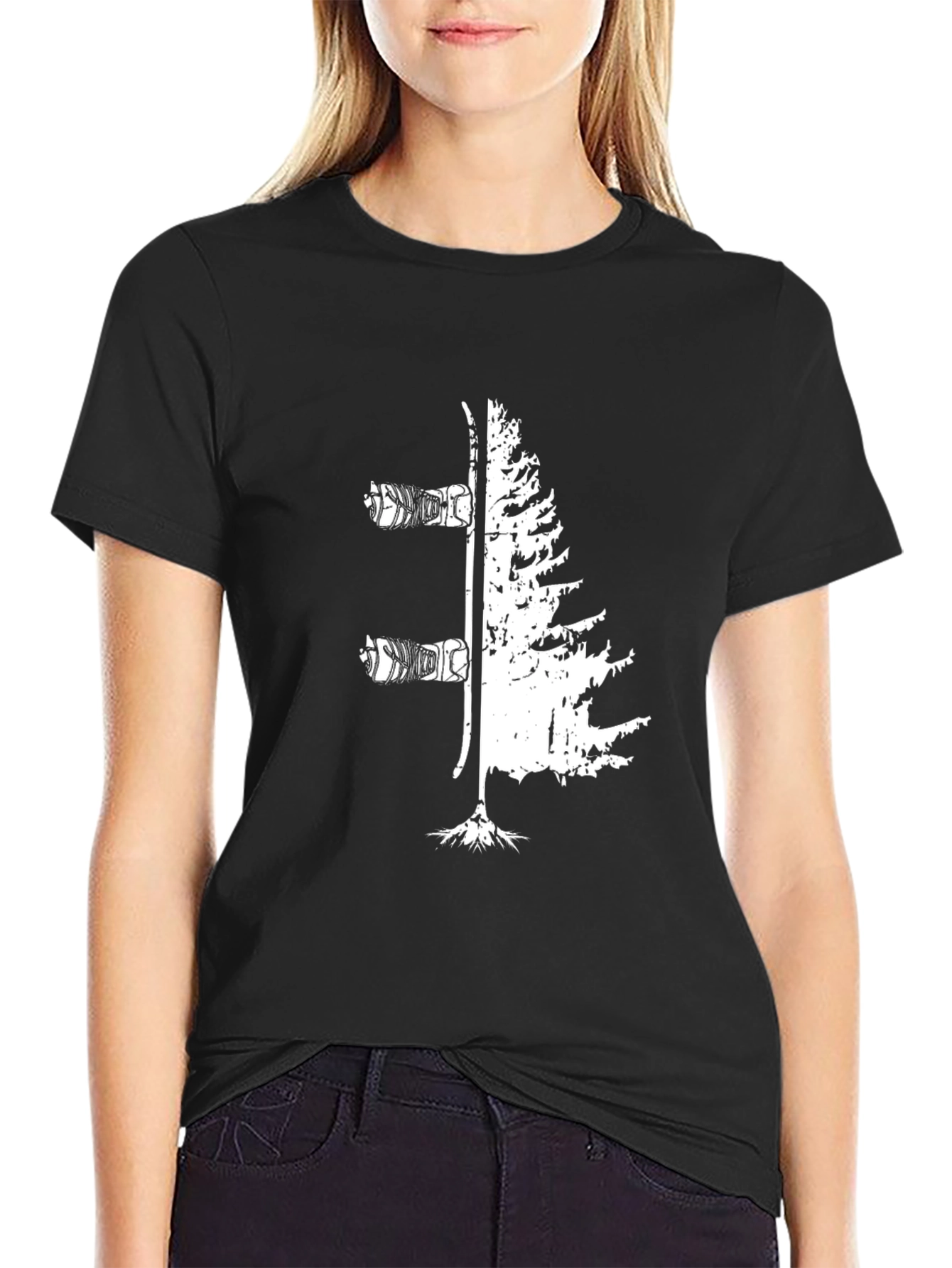 Ski & Tree Graphic Tee - Nature Lovers T-Shirt