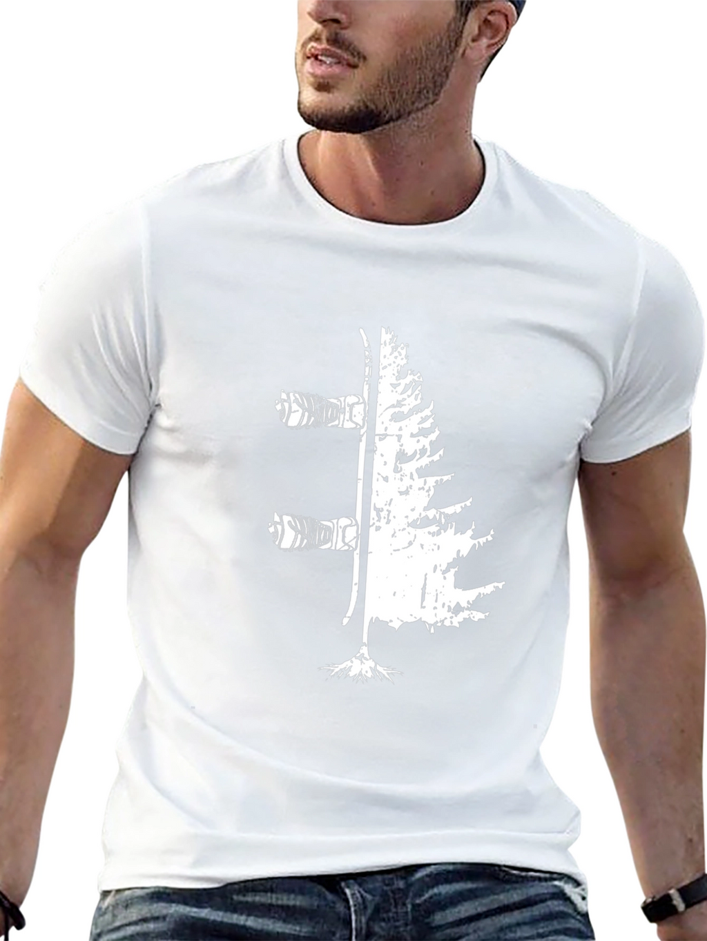 Ski & Tree Graphic Tee - Nature Lovers T-Shirt
