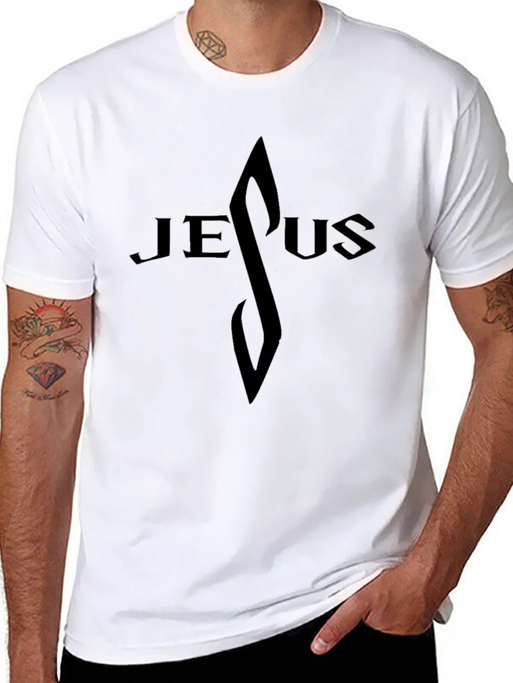 Jesus Graphic Print Black T-Shirt