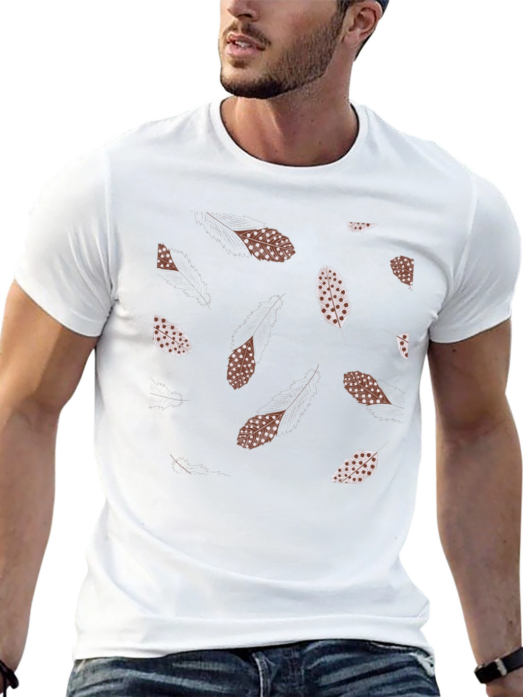 Feather Print Black T-Shirt
