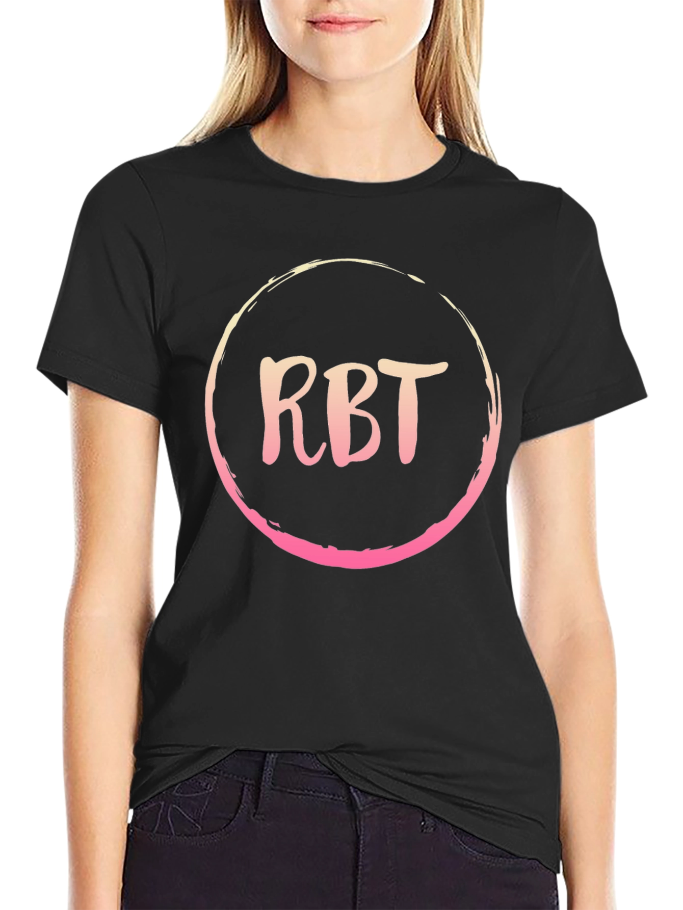 RBT Initial Black Cotton Blend Graphic Tee