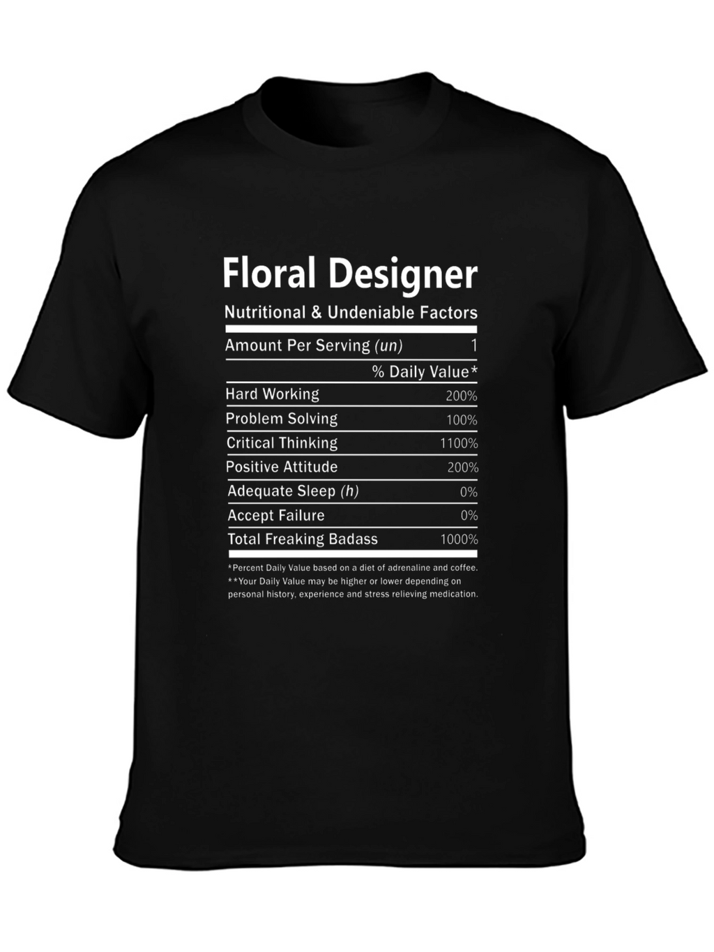 Floral Designer Nutritional Facts T-Shirt
