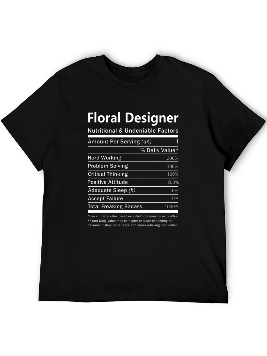 Floral Designer Nutritional Facts T-Shirt