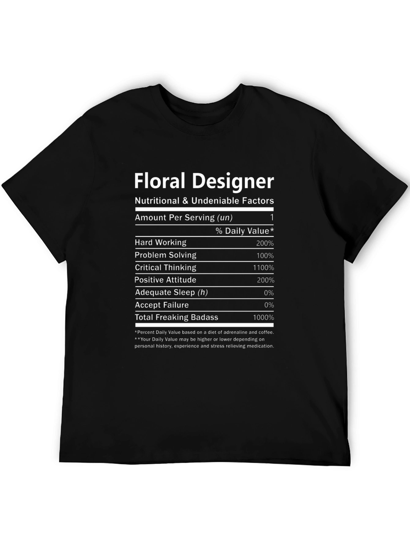 Floral Designer Nutritional Facts T-Shirt