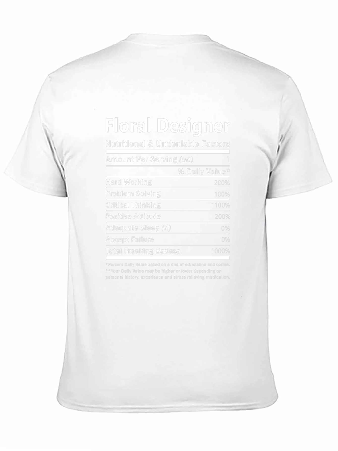 Floral Designer Nutritional Facts T-Shirt