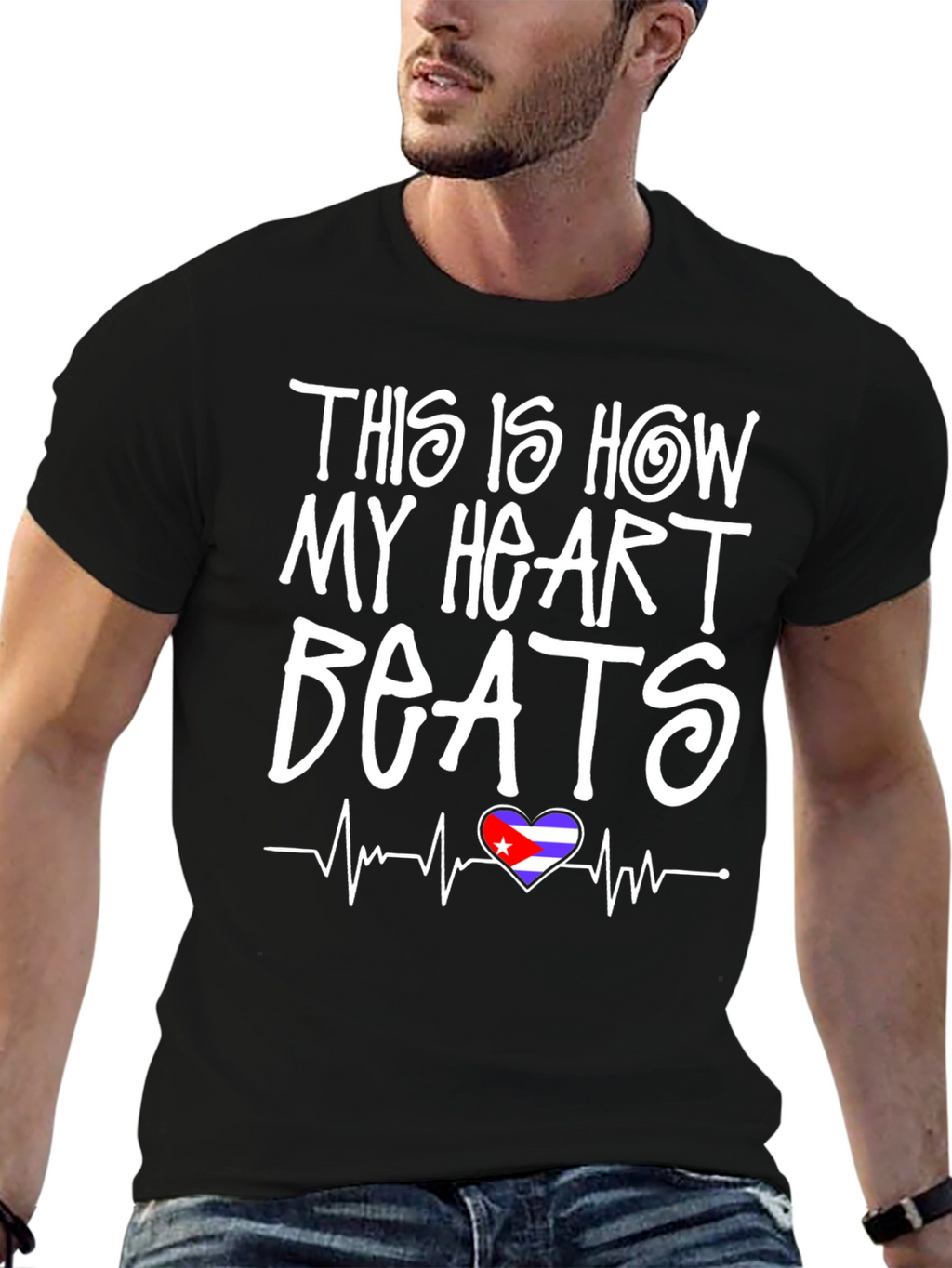 Cuba Heartbeat T-Shirt - Black Graphic Tee