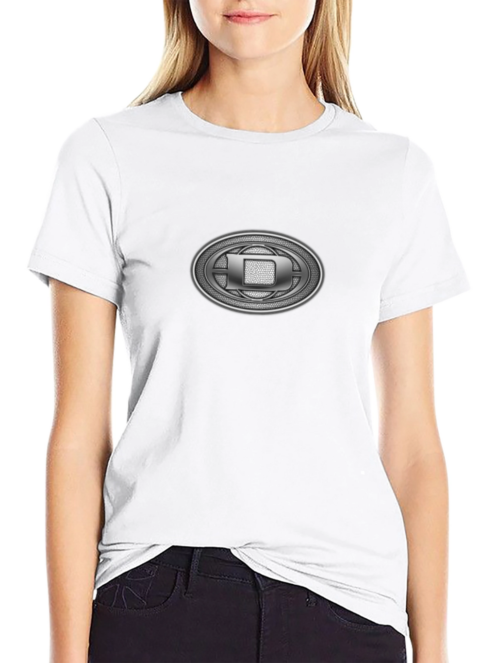 Black T-Shirt with Oval Emblem