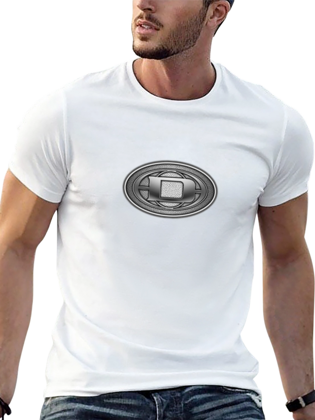 Black T-Shirt with Oval Emblem