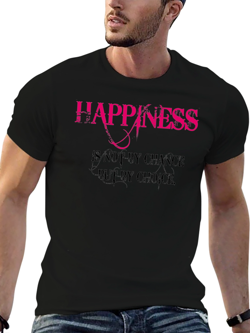 Happiness Choice Black Graphic Tee