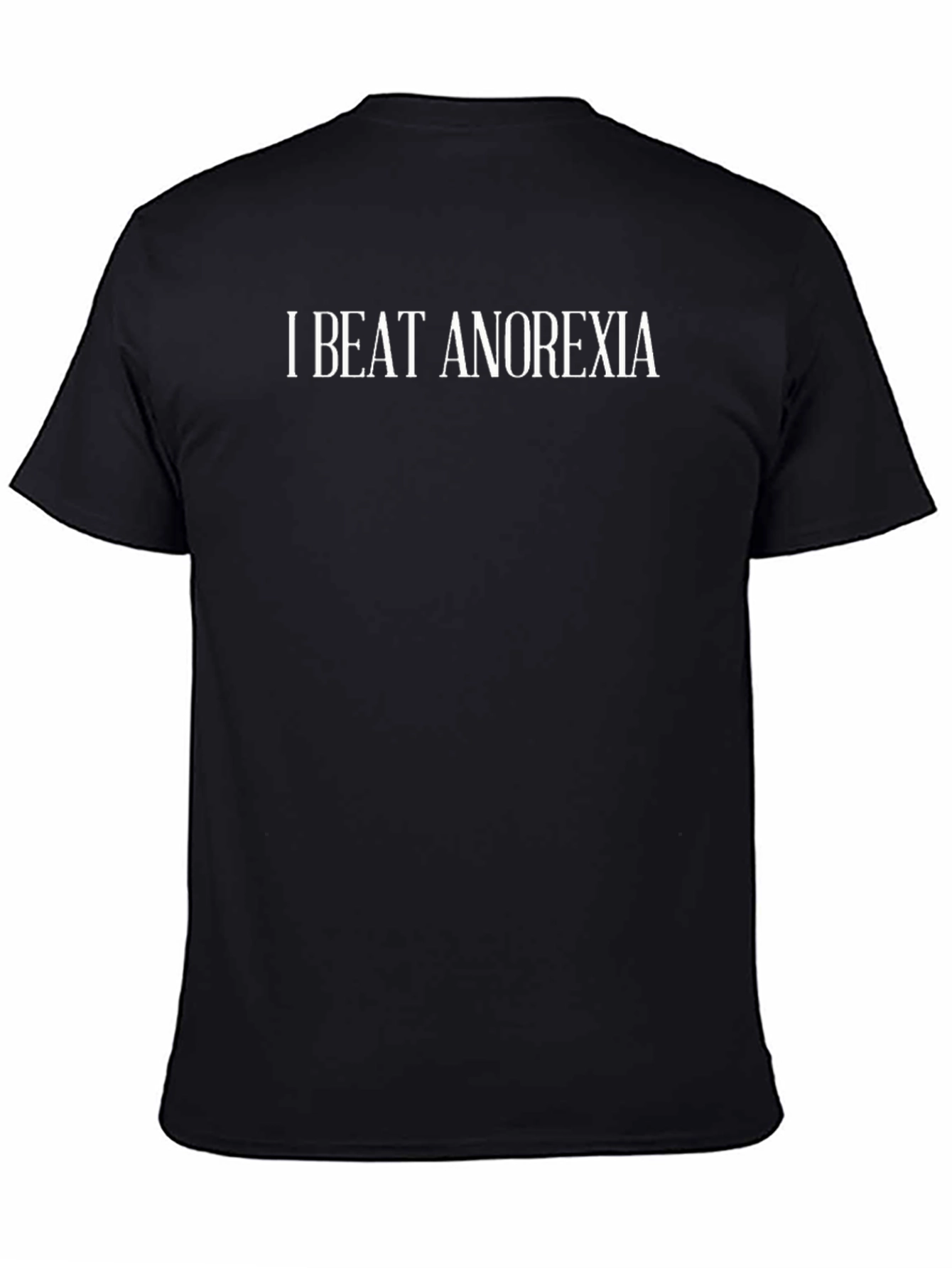 I Beat Anorexia Black Graphic T-Shirt