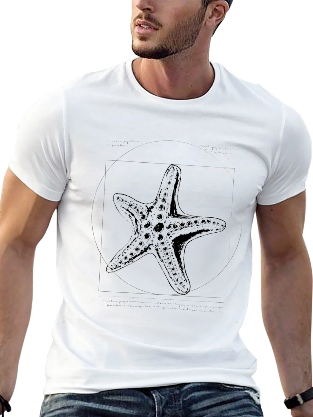 Starfish Graphic Print Black T-Shirt
