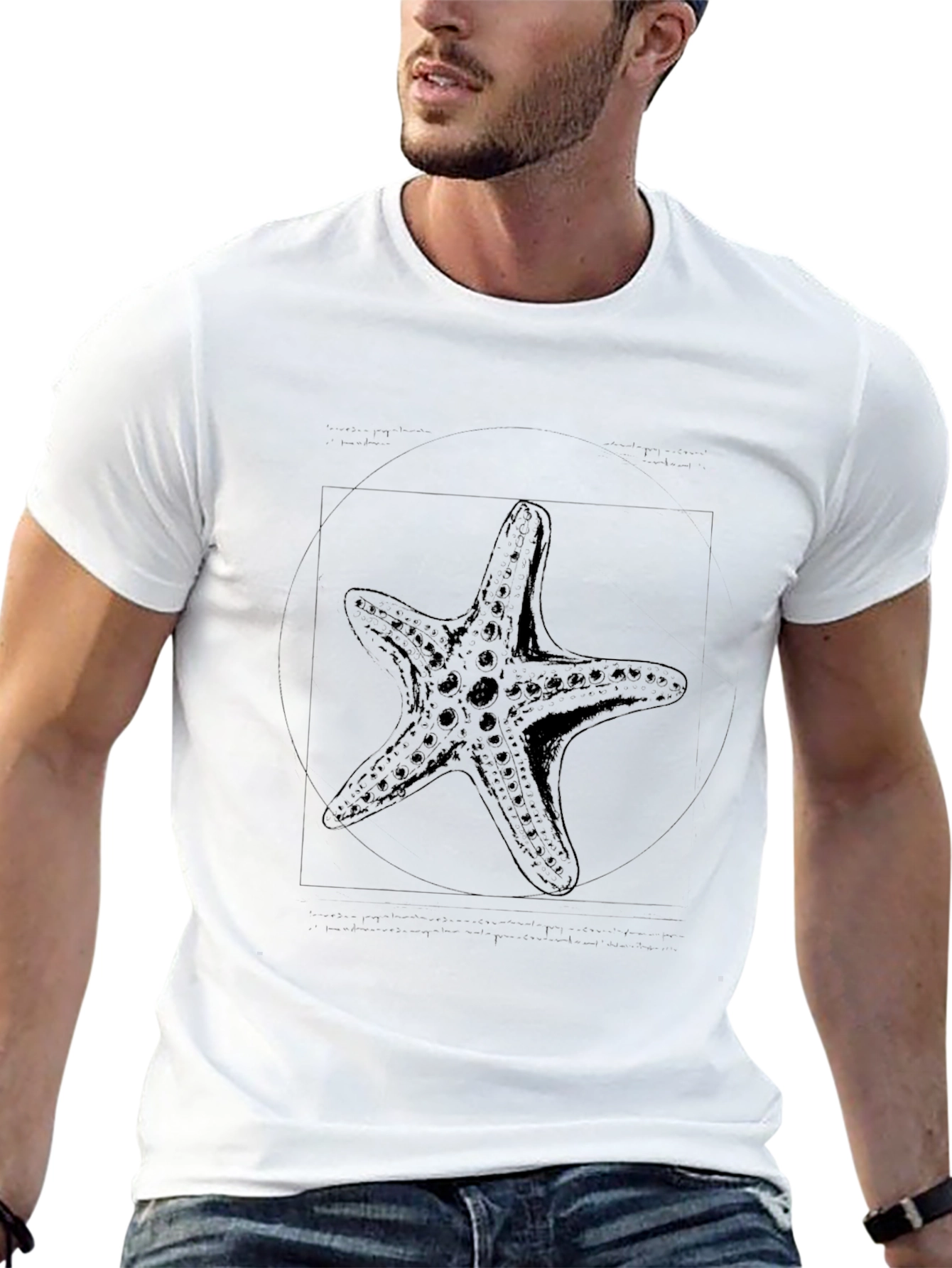 Starfish Graphic Print Black T-Shirt