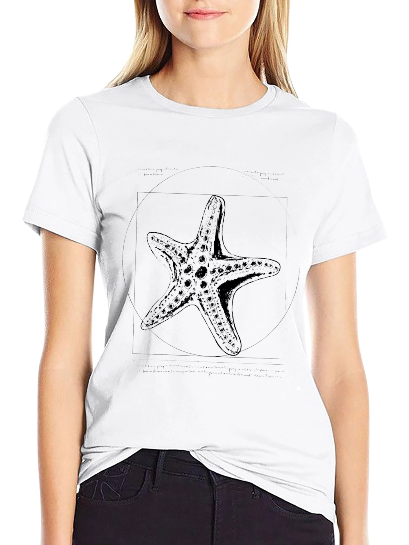 Starfish Graphic Print Black T-Shirt