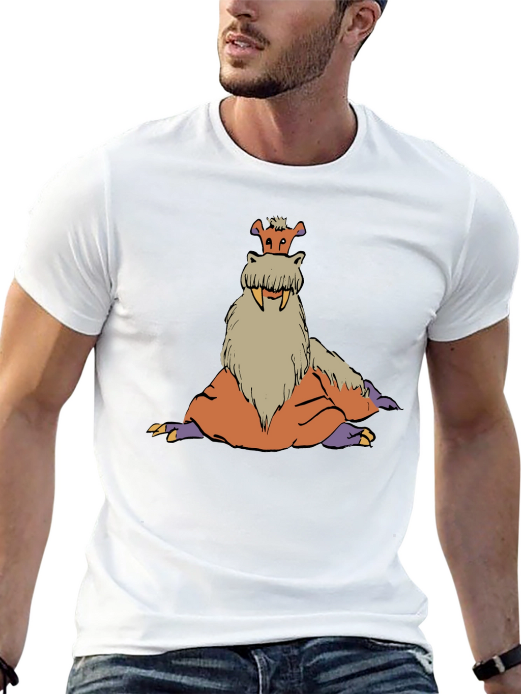 Tusked Beast Graphic Tee - Black Cotton T-Shirt