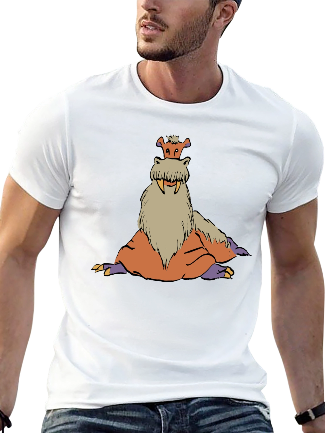 Tusked Beast Graphic Tee - Black Cotton T-Shirt