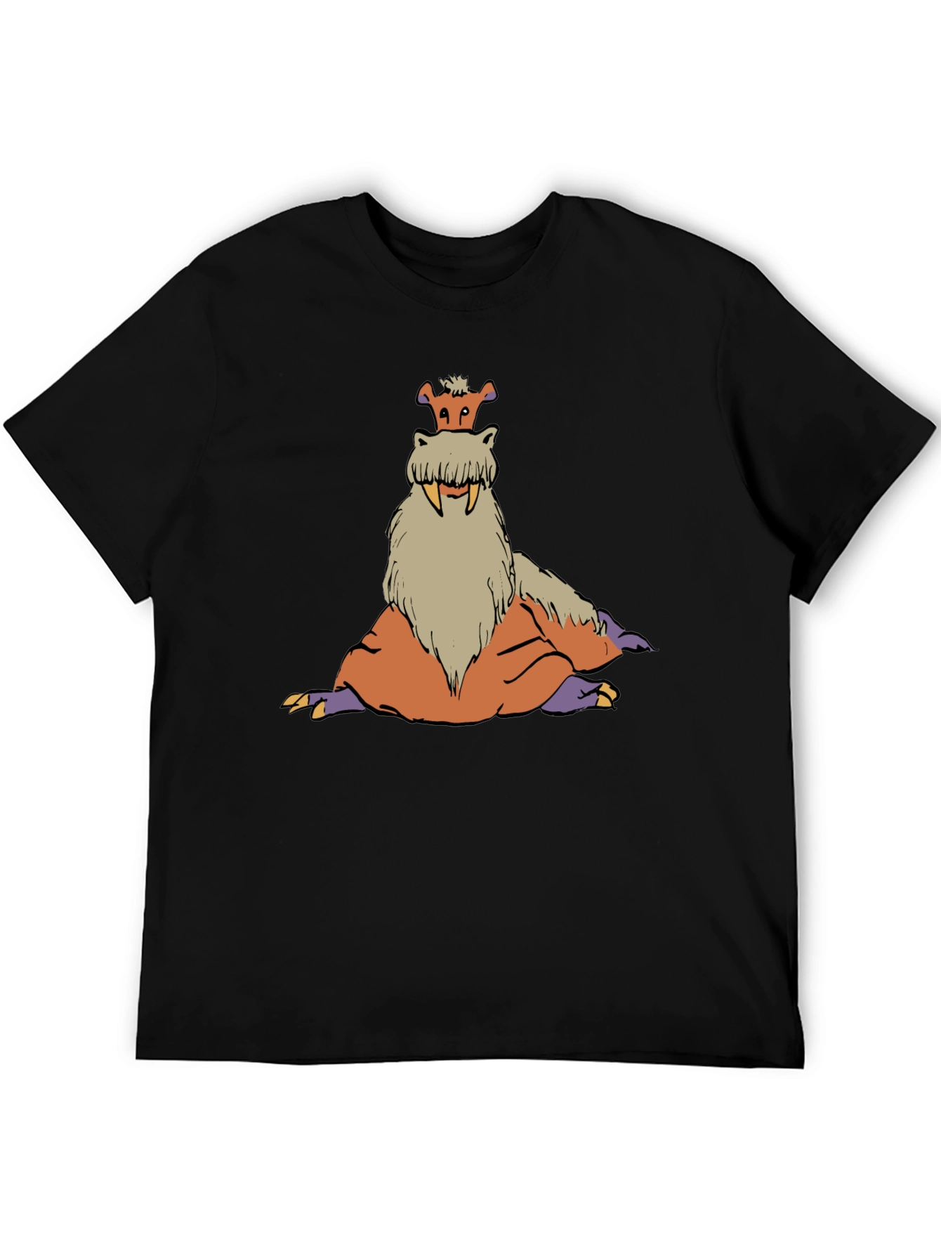 Tusked Beast Graphic Tee - Black Cotton T-Shirt