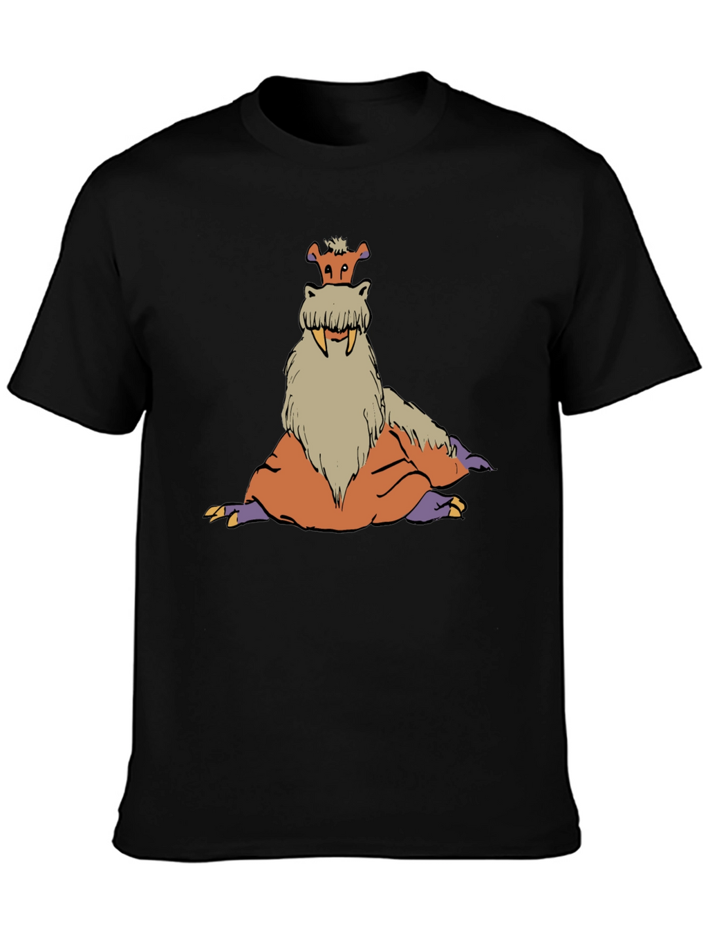 Tusked Beast Graphic Tee - Black Cotton T-Shirt