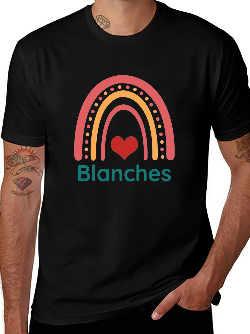 Blanches Rainbow Heart Graphic Tee - Trendy Casual