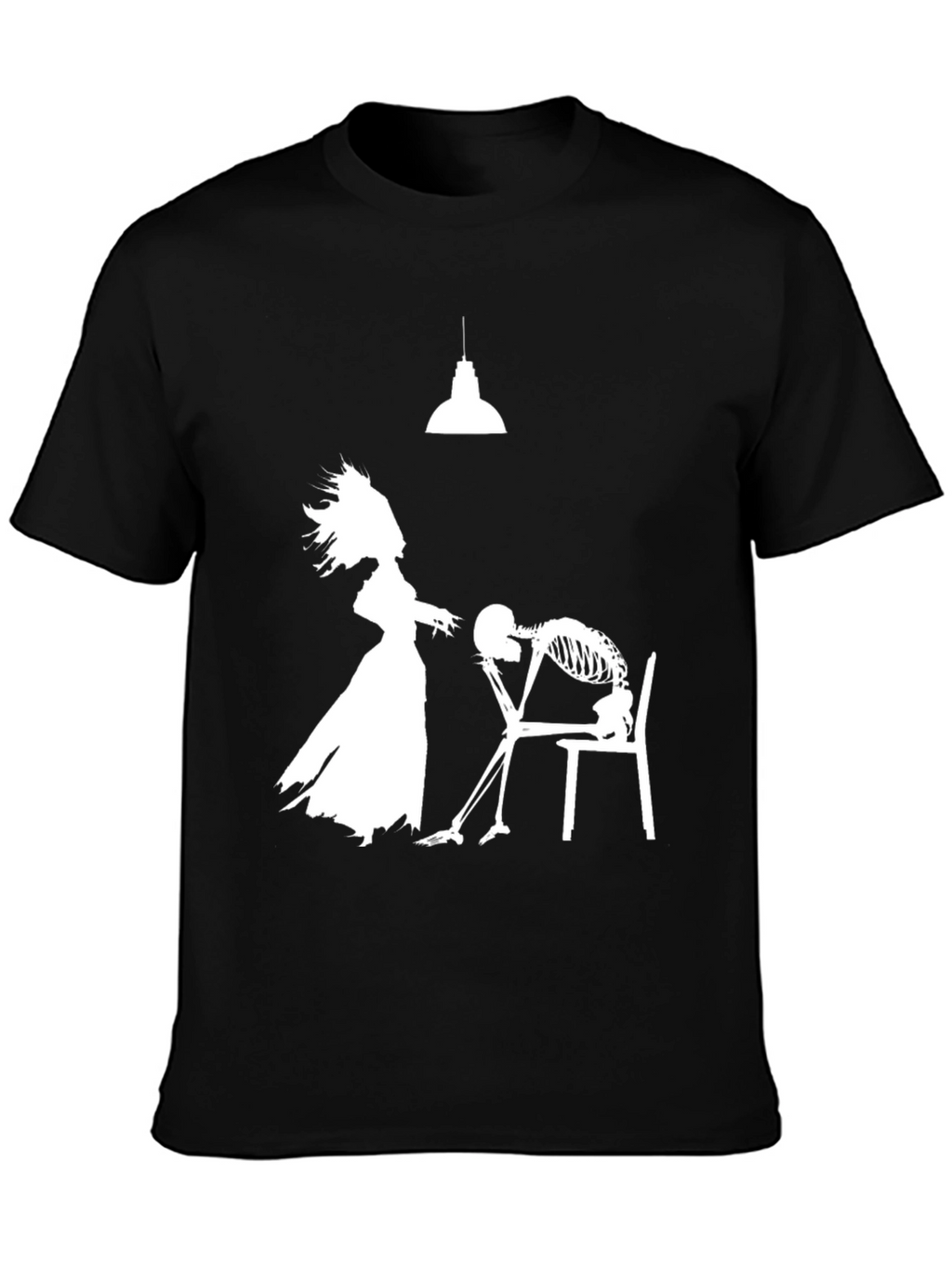 Humorous Black T-Shirt: Love Never Dies Design