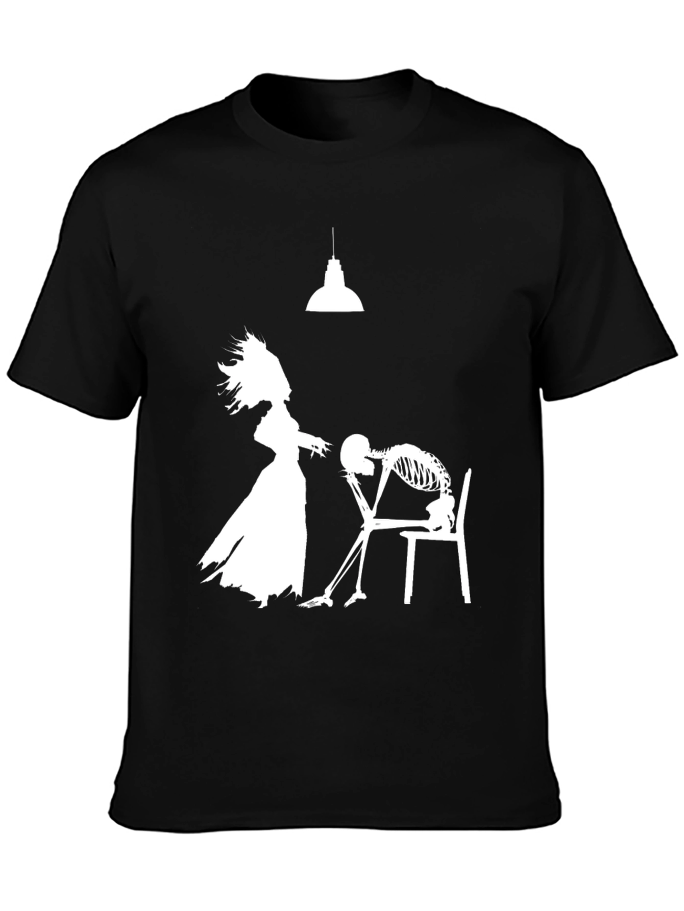 Humorous Black T-Shirt: Love Never Dies Design