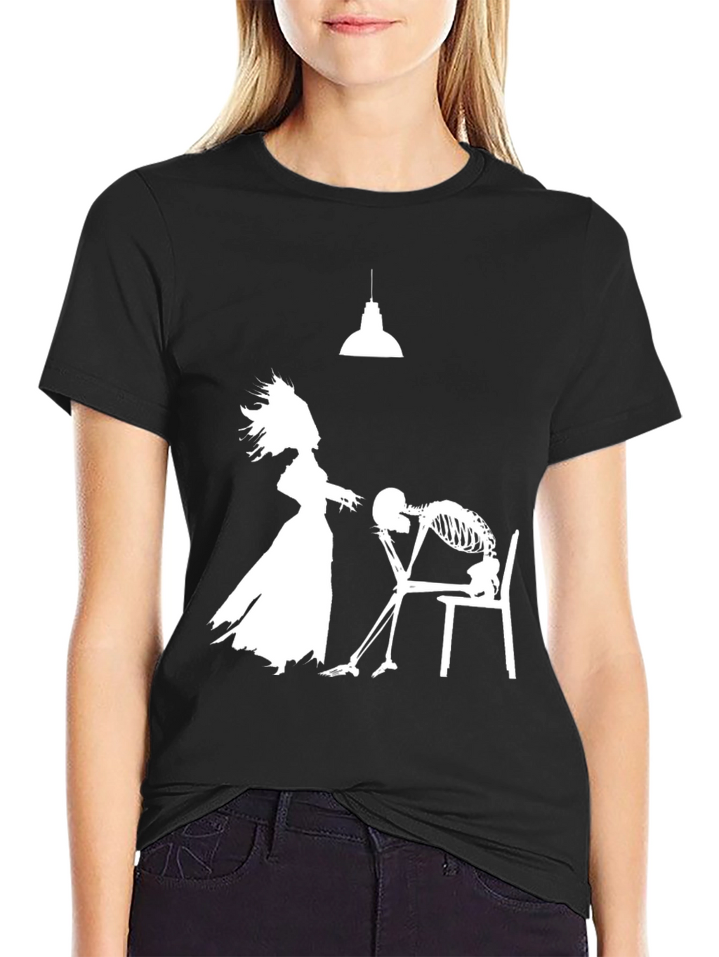 Humorous Black T-Shirt: Love Never Dies Design