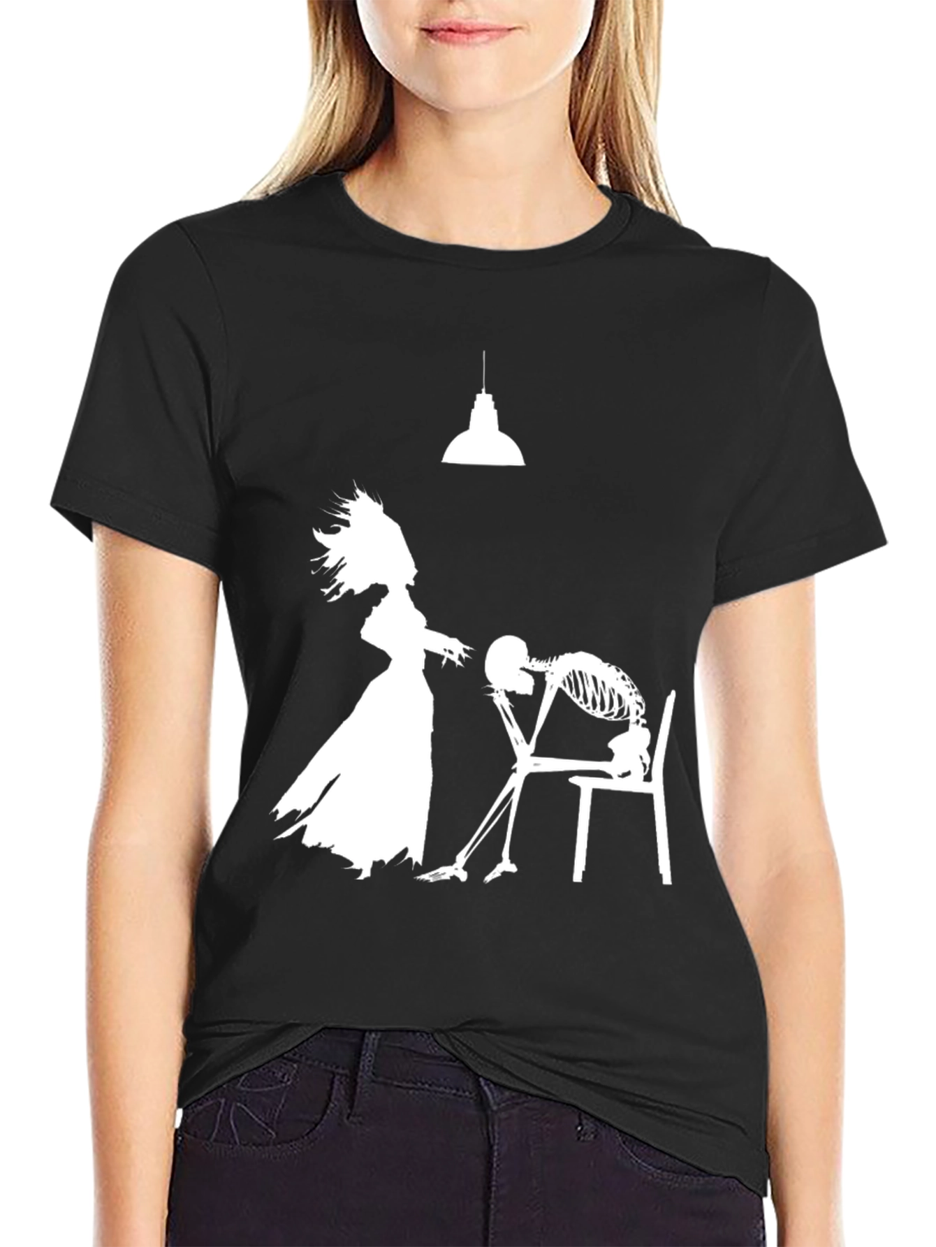 Humorous Black T-Shirt: Love Never Dies Design