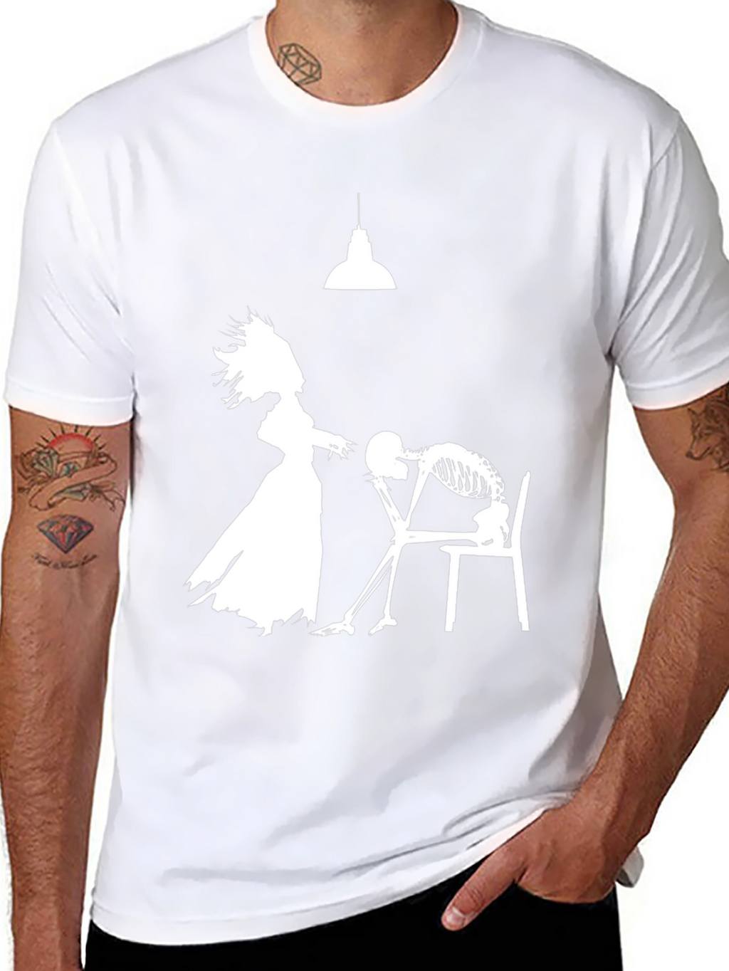 Humorous Black T-Shirt: Love Never Dies Design