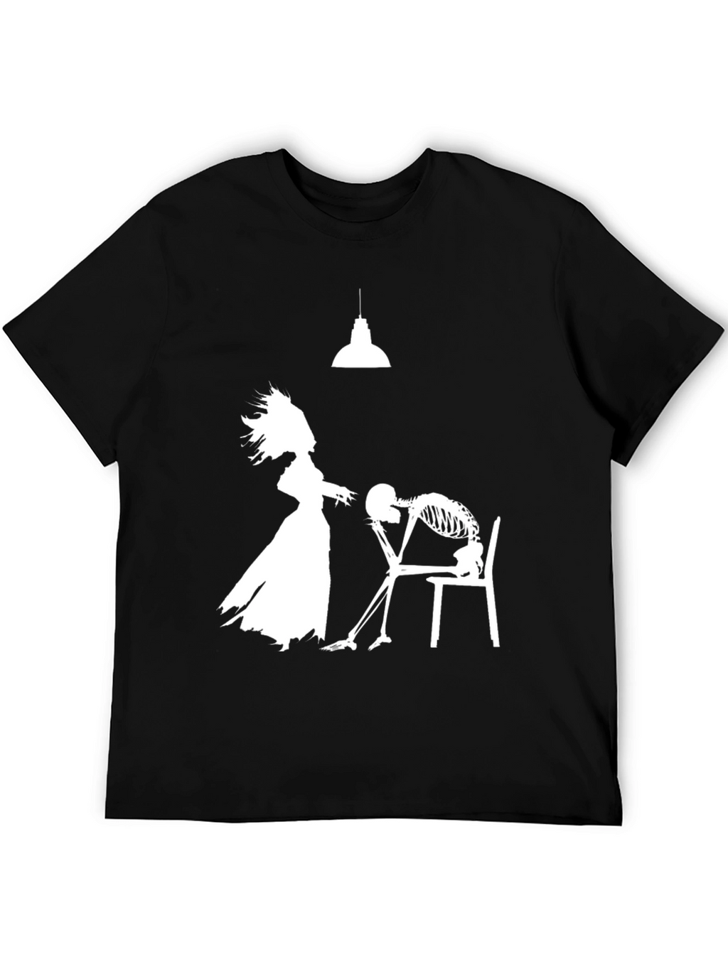 Humorous Black T-Shirt: Love Never Dies Design
