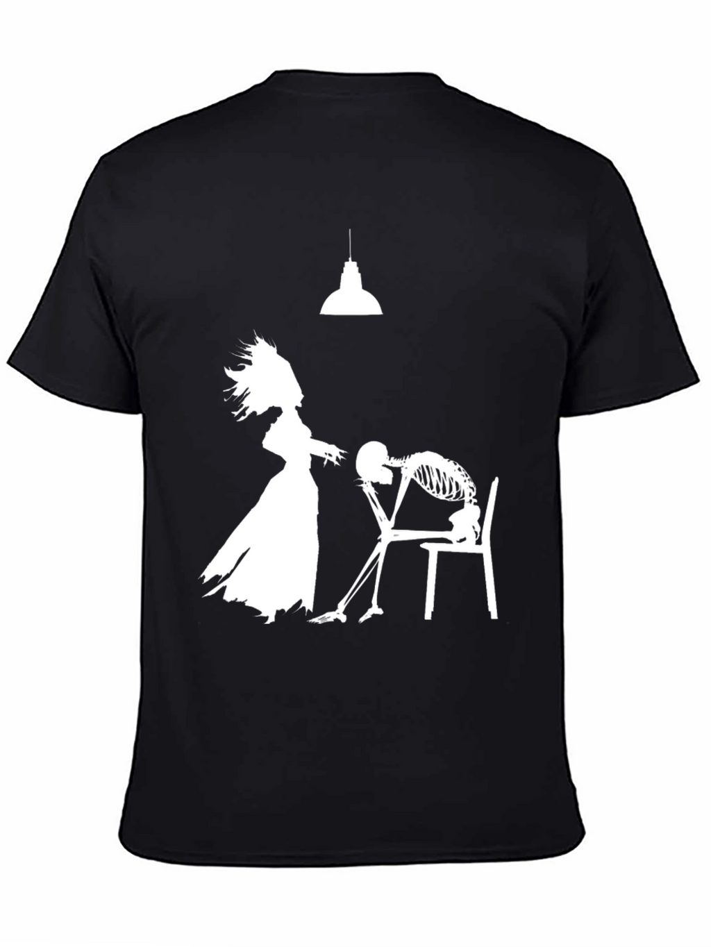Humorous Black T-Shirt: Love Never Dies Design
