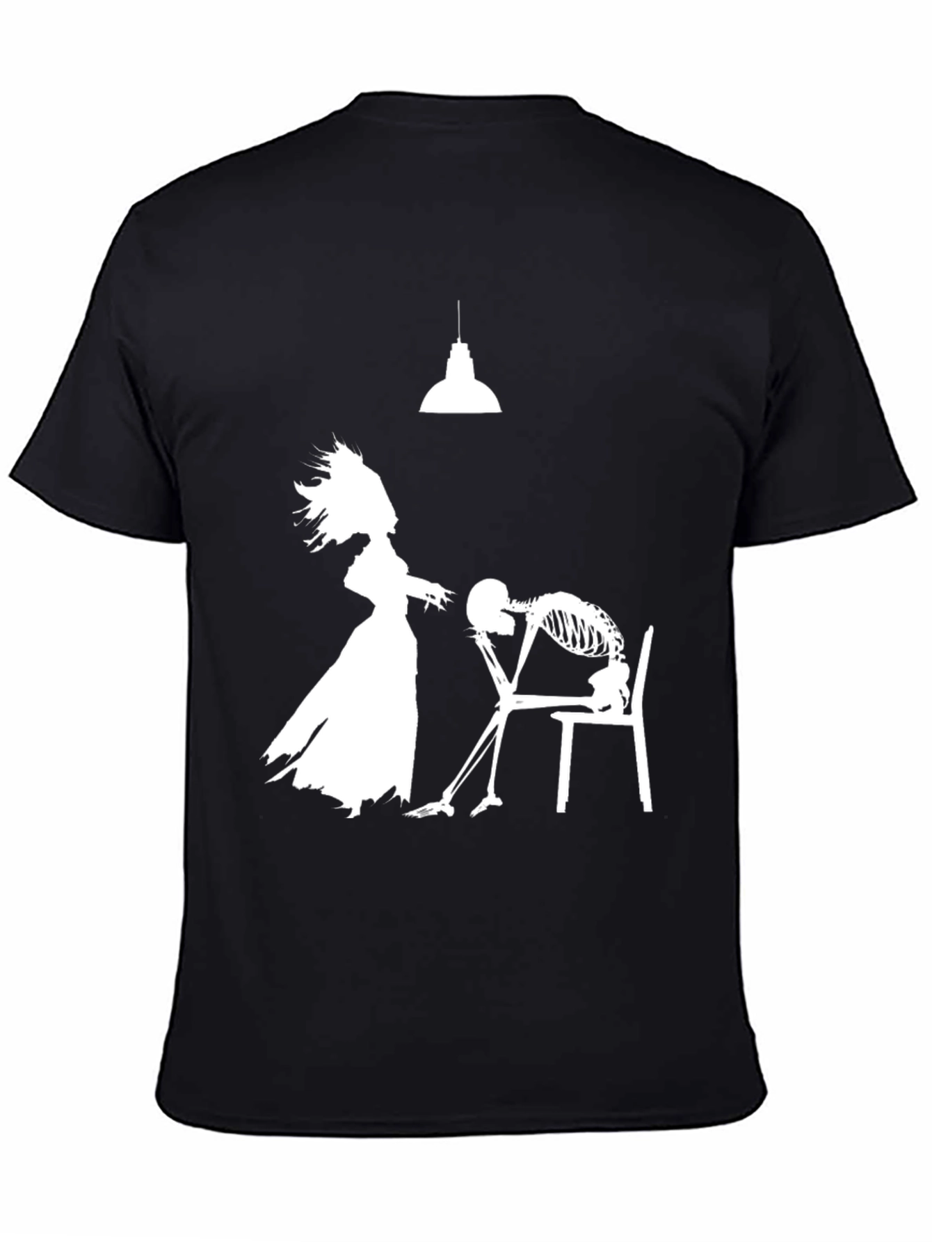 Humorous Black T-Shirt: Love Never Dies Design